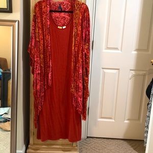 American Eagle kimono  & Tank style midi dress (dress is C&C California)